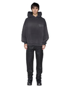 Mens Ace Ekcess Hoodie Grey Fade Oversized Fleece - Black