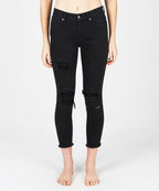 Womens Skinny Crop Black Putty Denim Jeans - Black