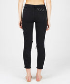 Womens Skinny Crop Black Putty Denim Jeans - Black