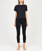 Womens Skinny Crop Black Putty Denim Jeans - Black