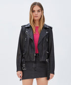 WOMENS BAD COMPANY BIKER BLACK LEATHER JACKETS