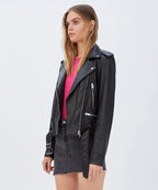 WOMENS BAD COMPANY BIKER BLACK LEATHER JACKETS
