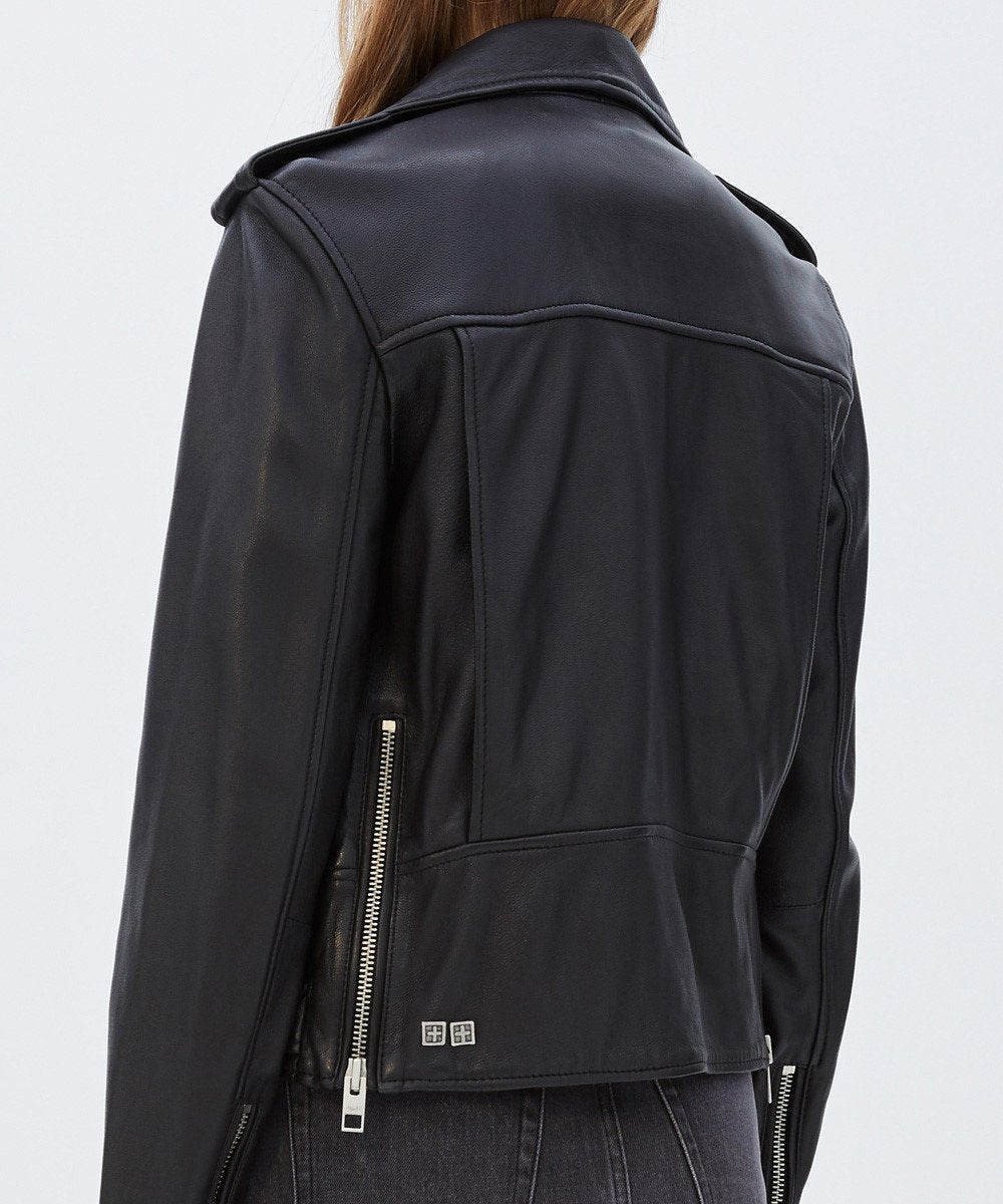 WOMENS BAD COMPANY BIKER BLACK LEATHER JACKETS