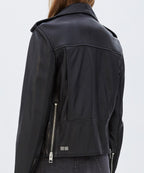 WOMENS BAD COMPANY BIKER BLACK LEATHER JACKETS
