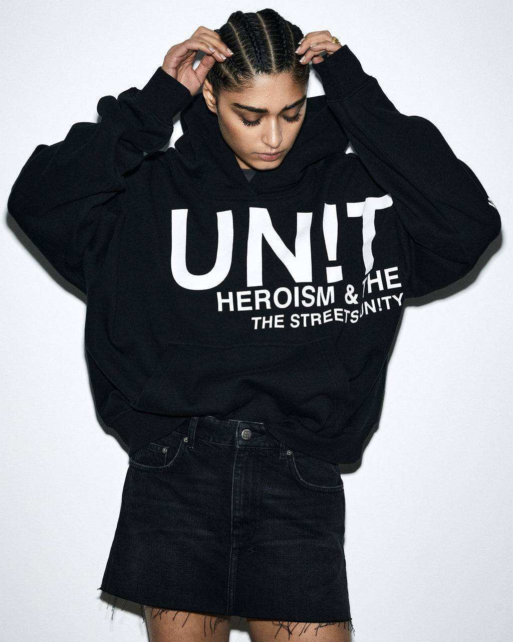 Womens Unity Slouch Hoodie Black Oversized Fleece - Black
