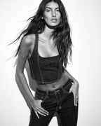 Womens Bustier Top Obscura Fitted Fashion Tops - Denim