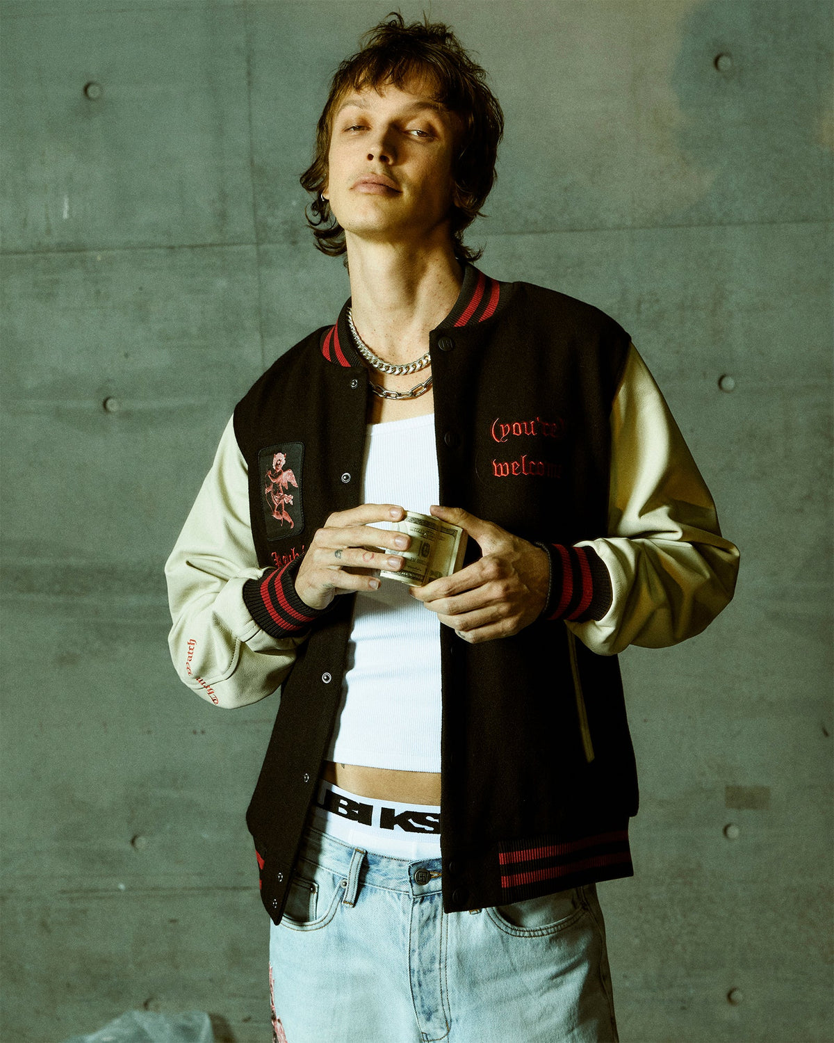 MENS ICONS LETTERMAN JACKET BLACK JACKETS