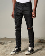 Mens Chitch Waxed Silver Slim Denim Jeans - Black