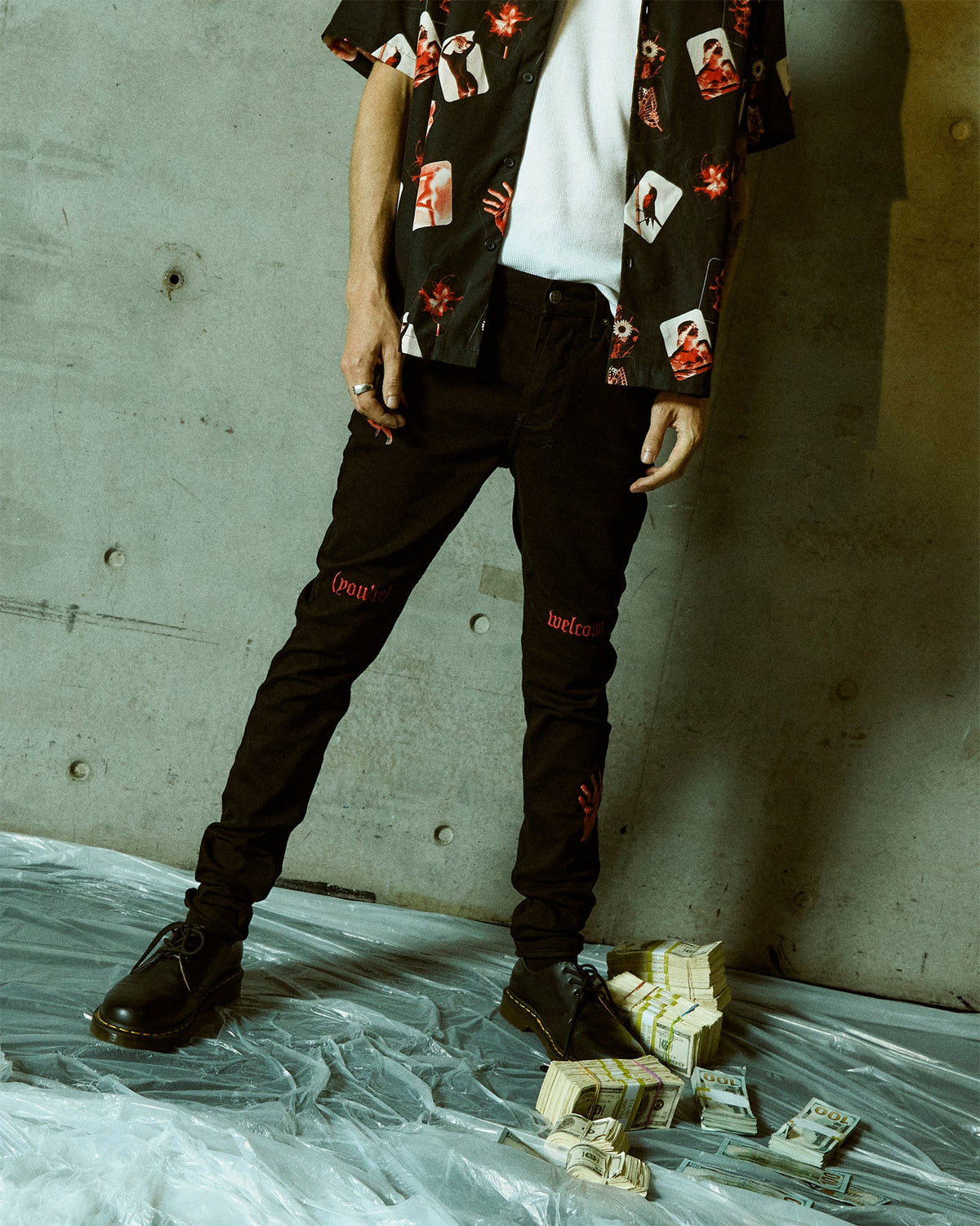 Mens Van Winkle Icons Black Skinny Denim Jeans - Black
