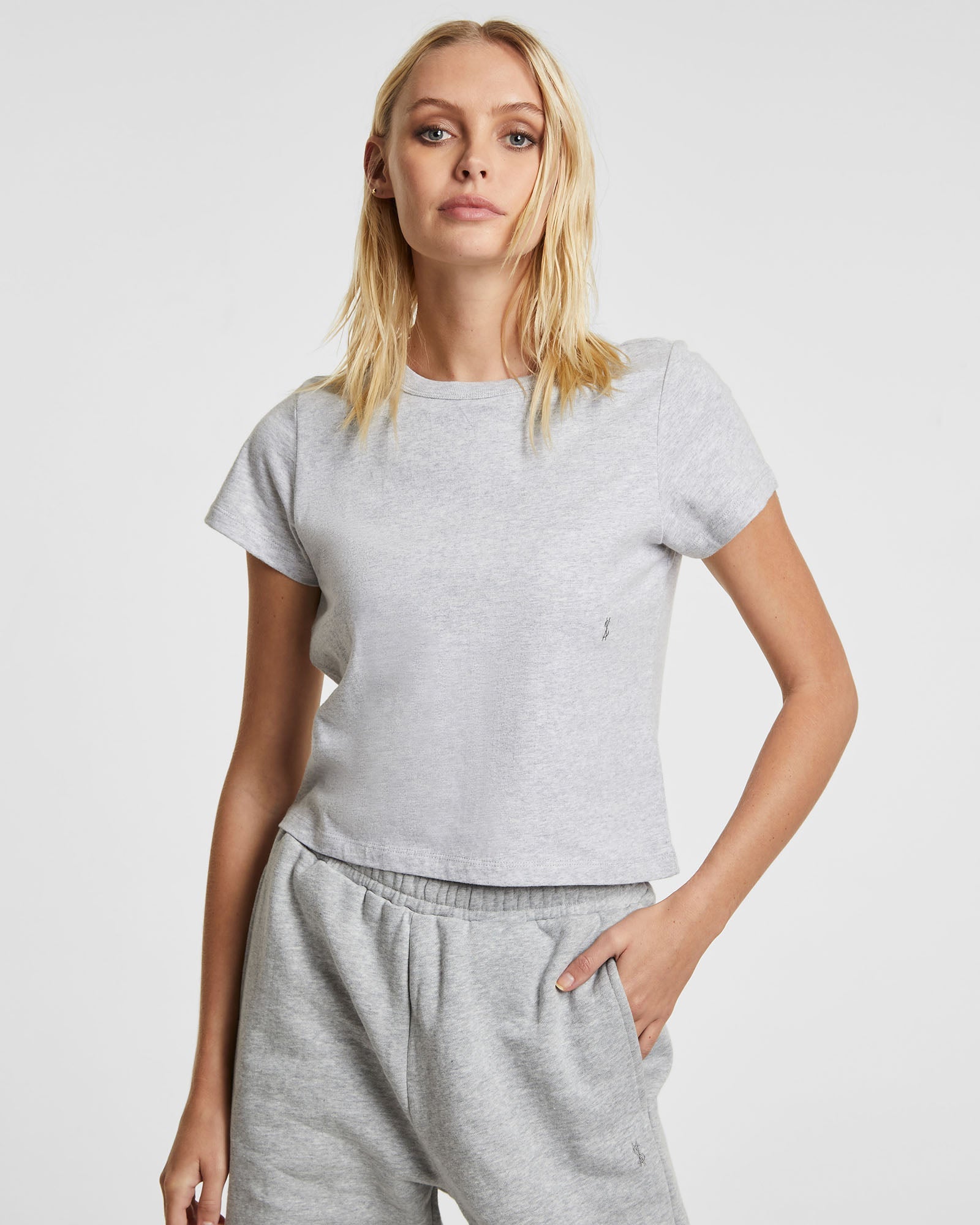 3 X 4 MINI SS TEE GREY MARLE