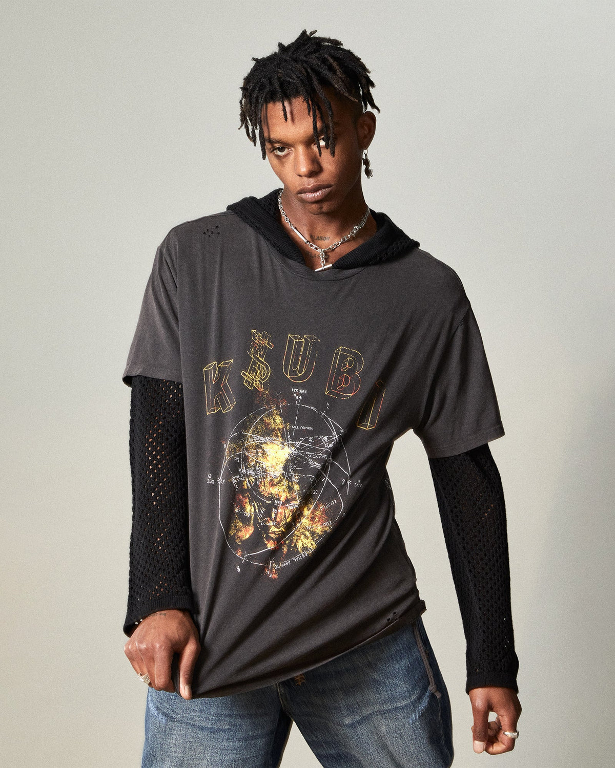 Mens Diagrams Biggie Ss Faded Black Oversized Tees - Black