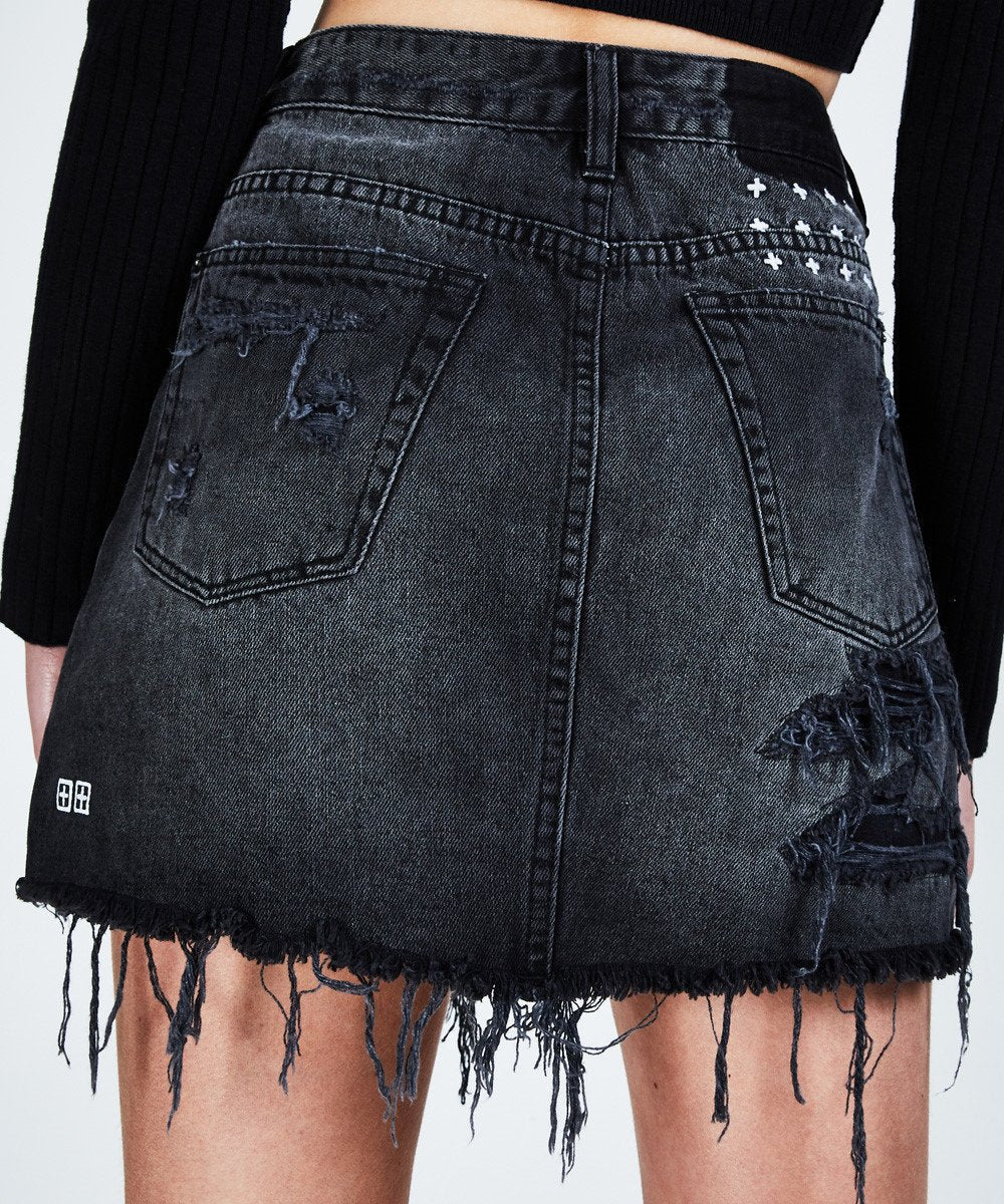 Womens Mini Moss Recall Black Skirts - Black