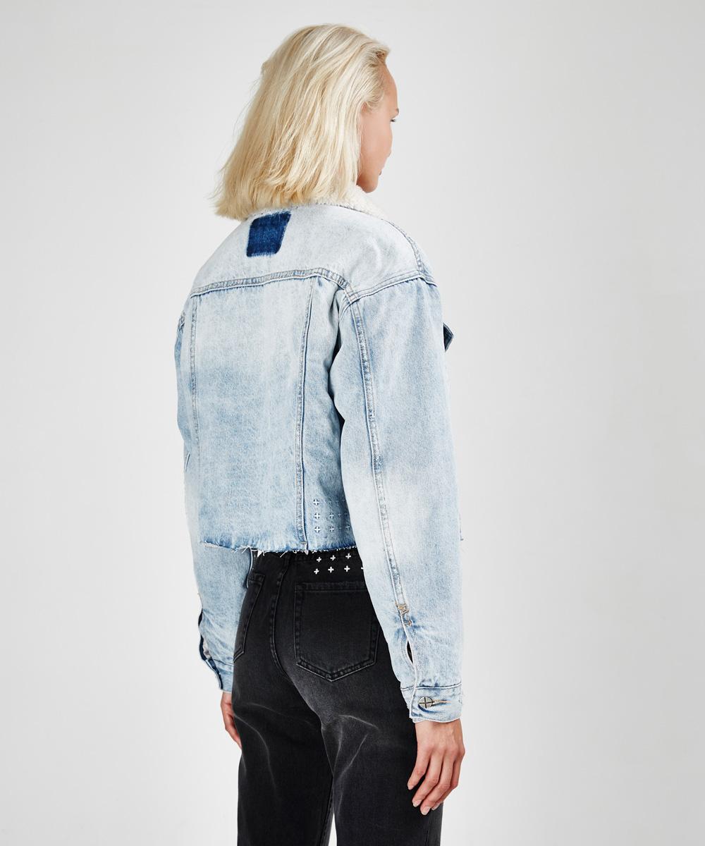 Womens Daggerz Sherpa Jacket Chillz Jackets - Denim