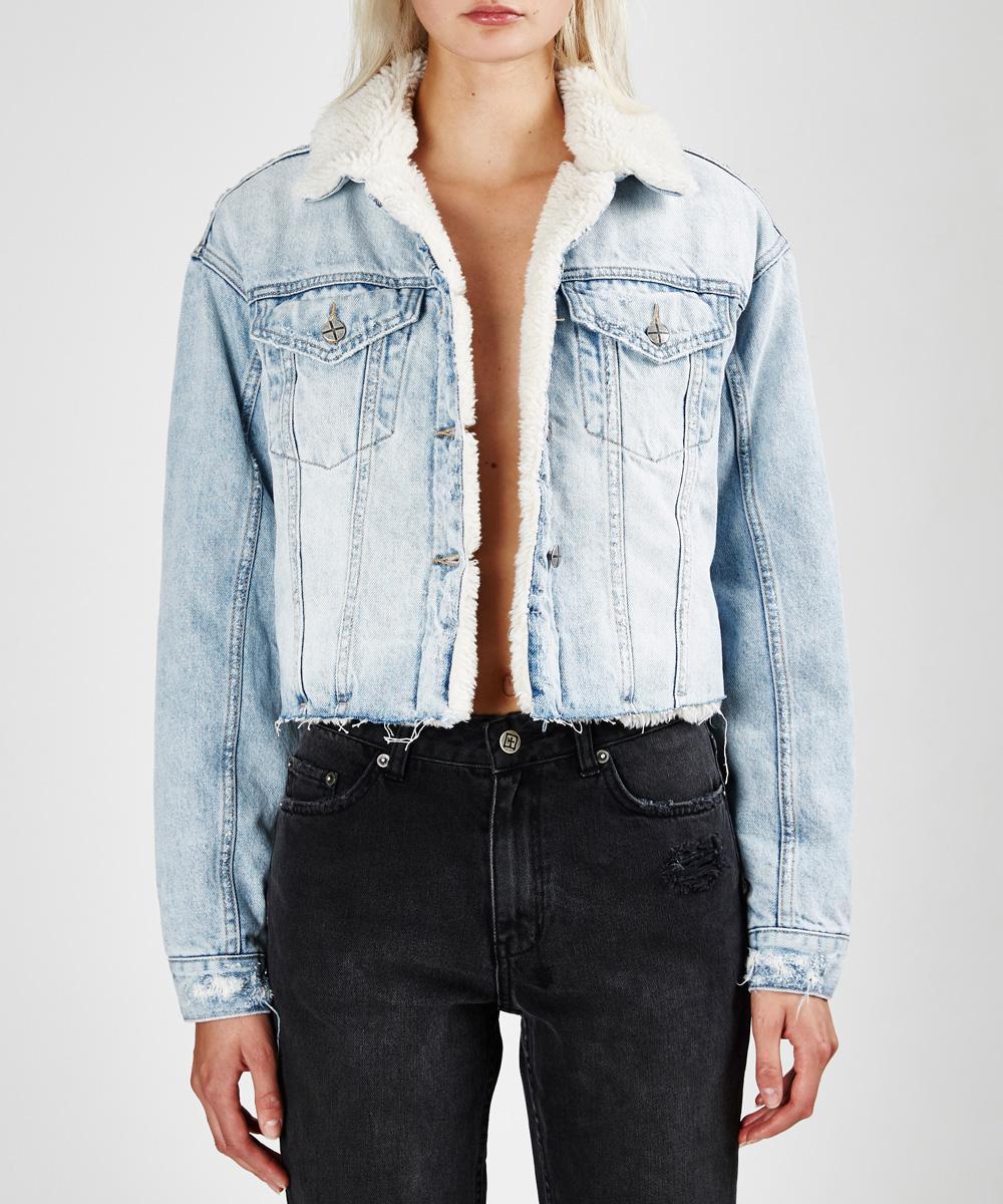 Womens Daggerz Sherpa Jacket Chillz Jackets - Denim