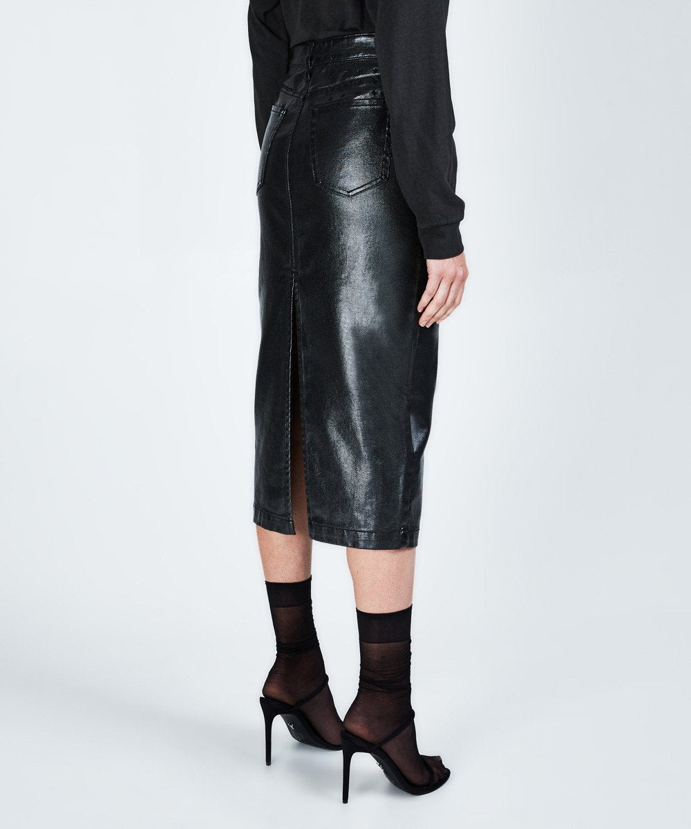 SPLIT MIDI SKIRT METAL