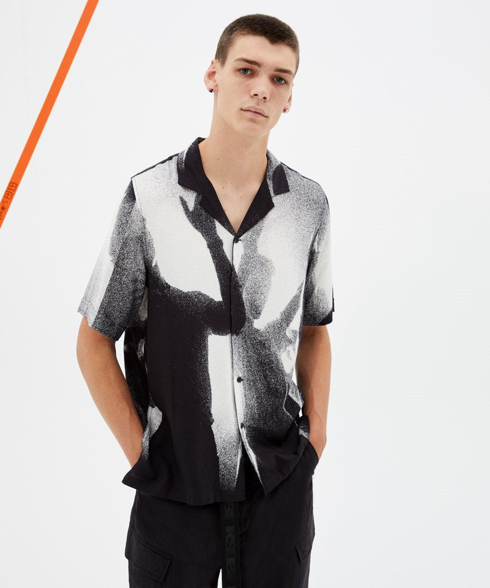 Mens Dancers Resort Ss Shirt Regular Shirts - Black