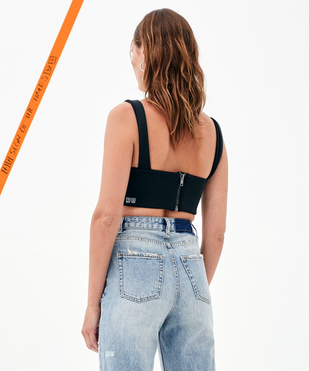 Womens Racy Crop Top Black Flash Fashion Tops - Black