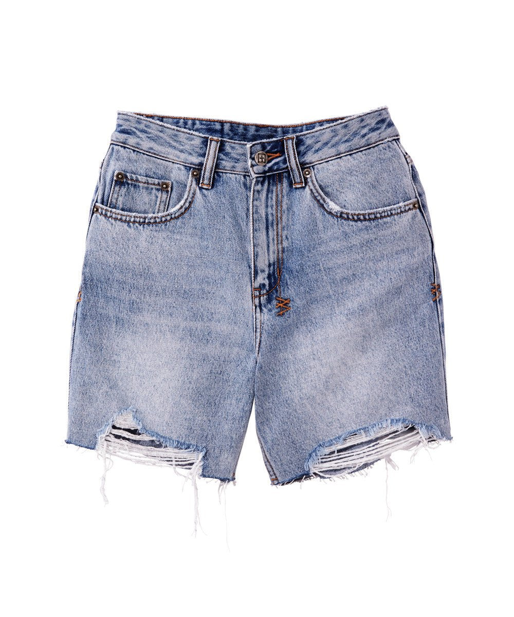 Womens Racer Short Vintage Nights Flash Slim Walkshorts - Denim