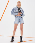 Womens Racer Short Vintage Nights Flash Slim Walkshorts - Denim
