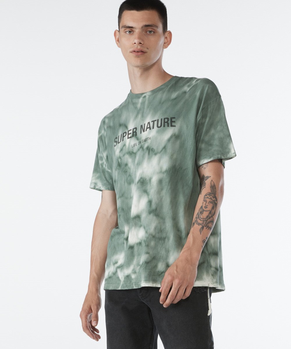 Mens Super Nature Ss Tee Multi Oversized Tees - Blue