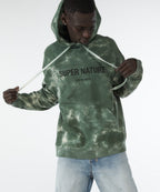 Mens Super Nature Hoodie Multi Oversized Fleece - Blue