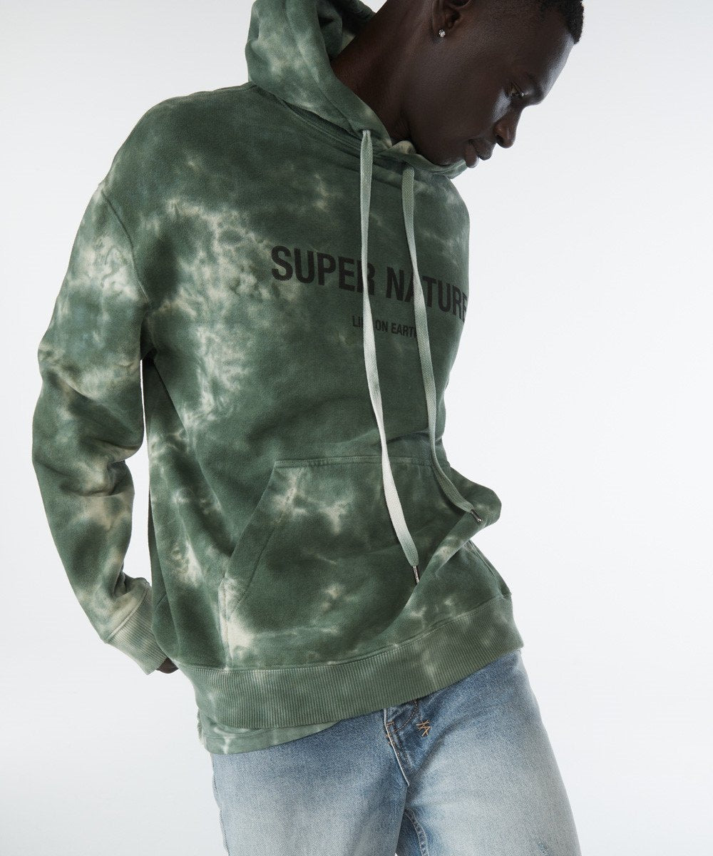 Mens Super Nature Hoodie Multi Oversized Fleece - Blue