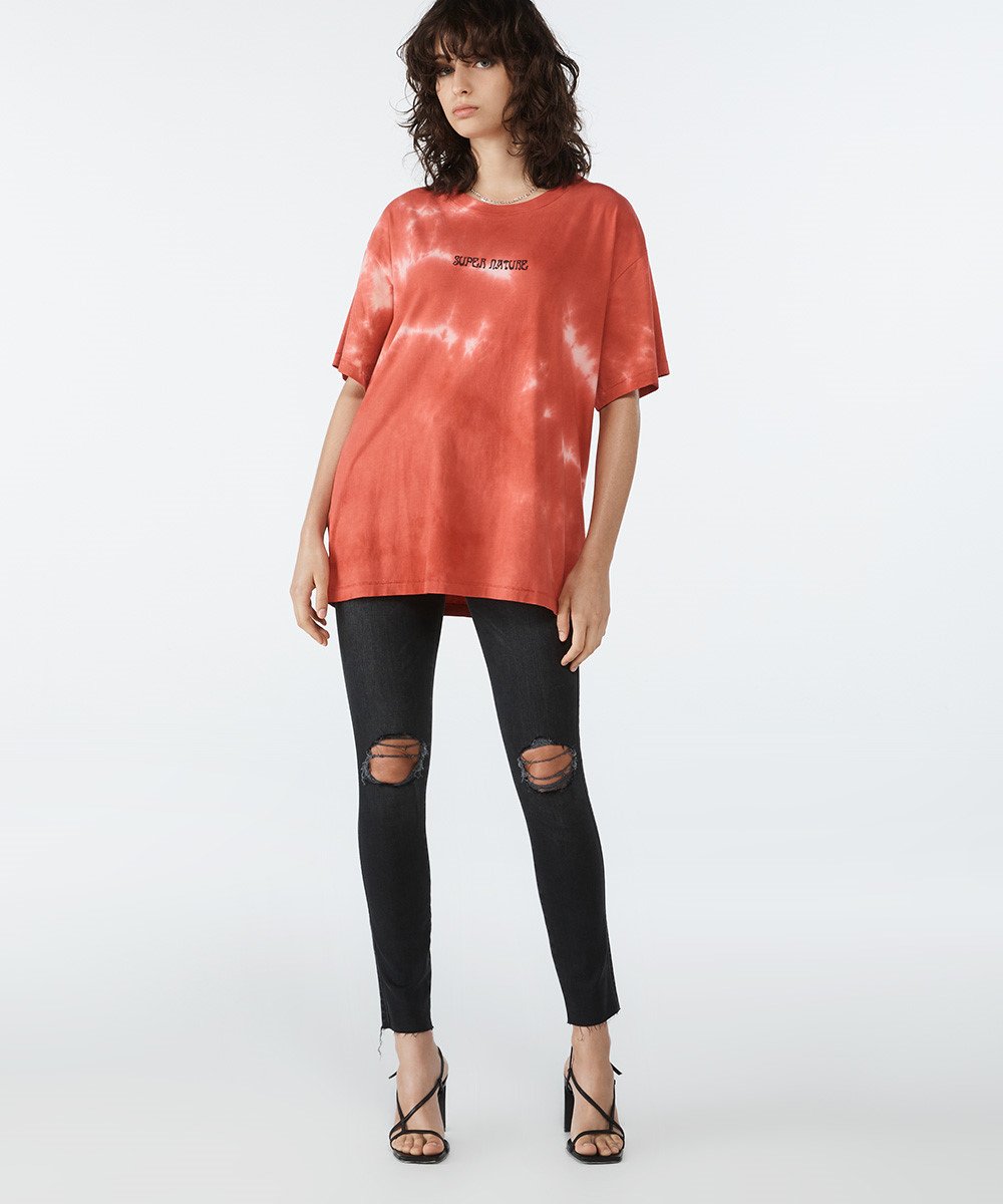 WOMENS SUPER NATURE SS TEE RED DYE TEES