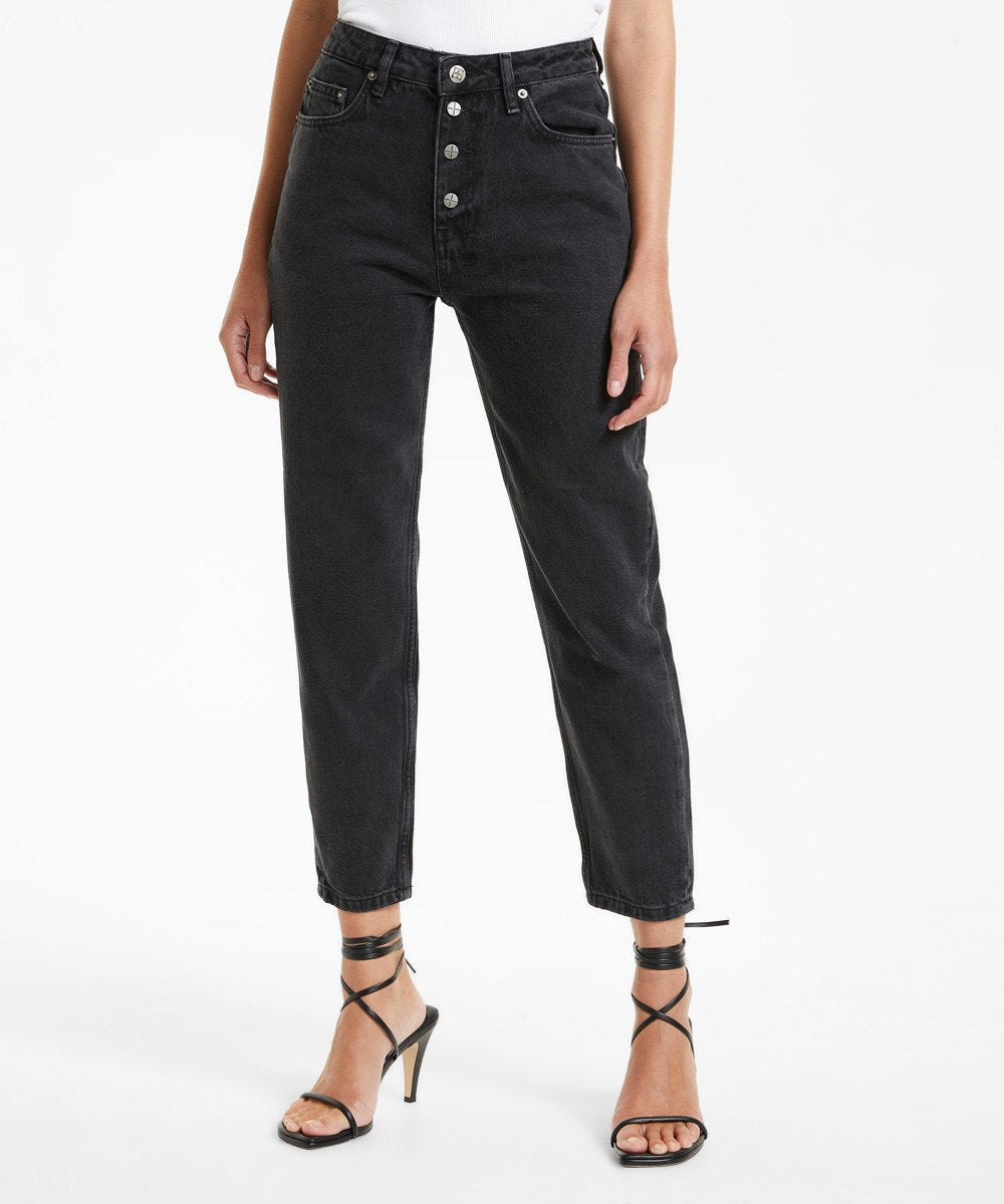 Womens Pointer Burnout Relaxed Tapered Denim Jeans - Black