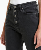 Womens Pointer Burnout Relaxed Tapered Denim Jeans - Black