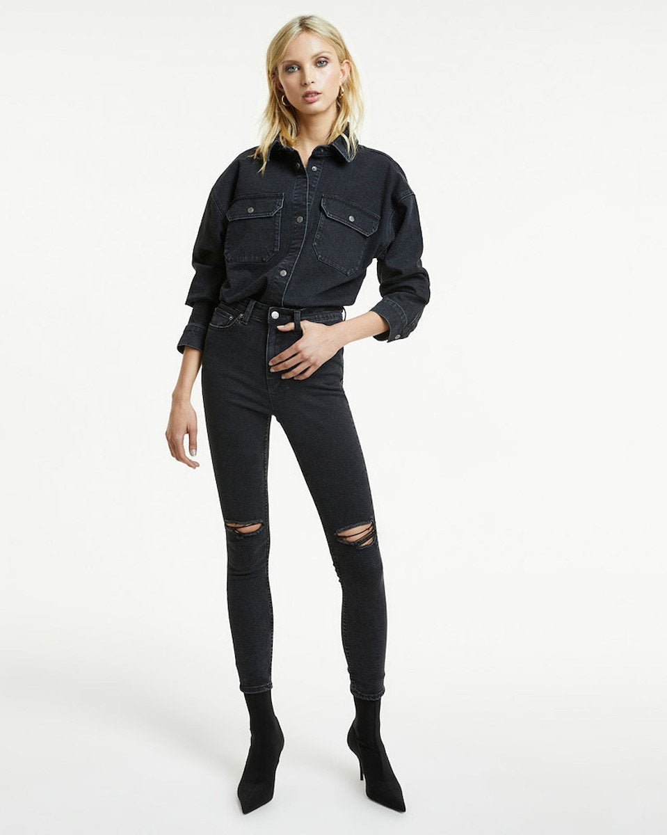 Womens Relaxo Shirt Dusted Black Oversized Shirts - Black