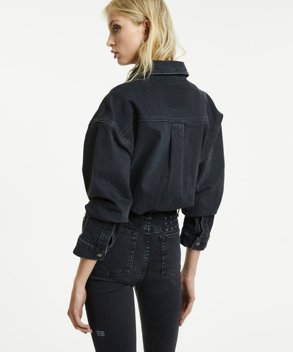 Womens Relaxo Shirt Dusted Black Oversized Shirts - Black