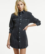 Womens Snap Dress Dusted Black Dresses - Black