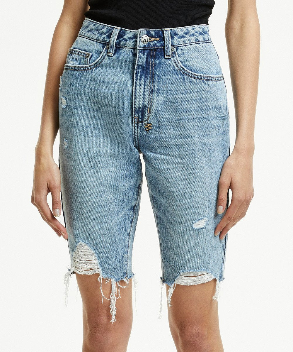 Womens App Laye Vibez Ruins Slim Walkshorts - Denim