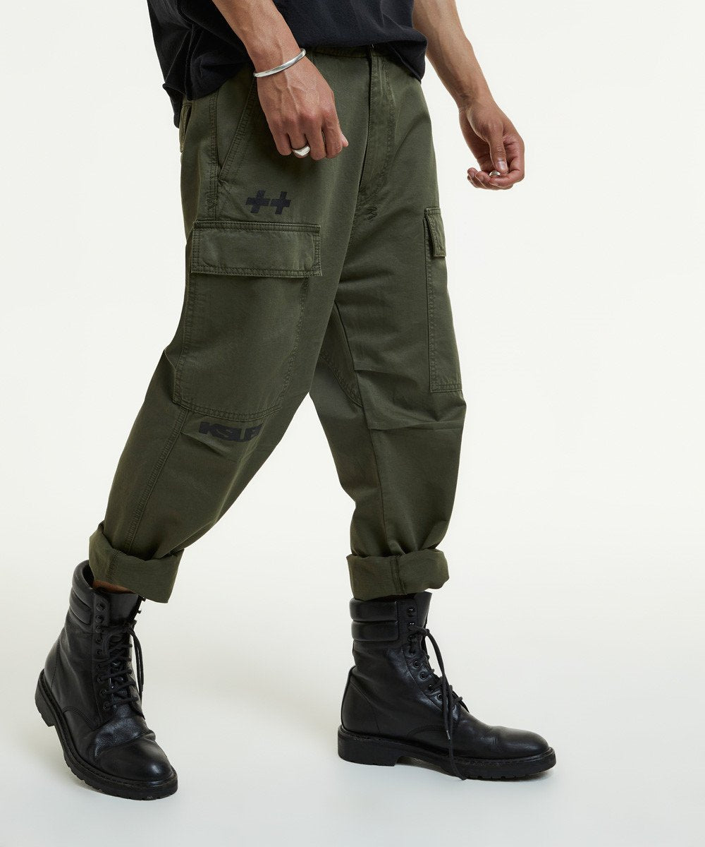 Mens Korrupted Cargo Pant Khaki Relaxed Pants - Green