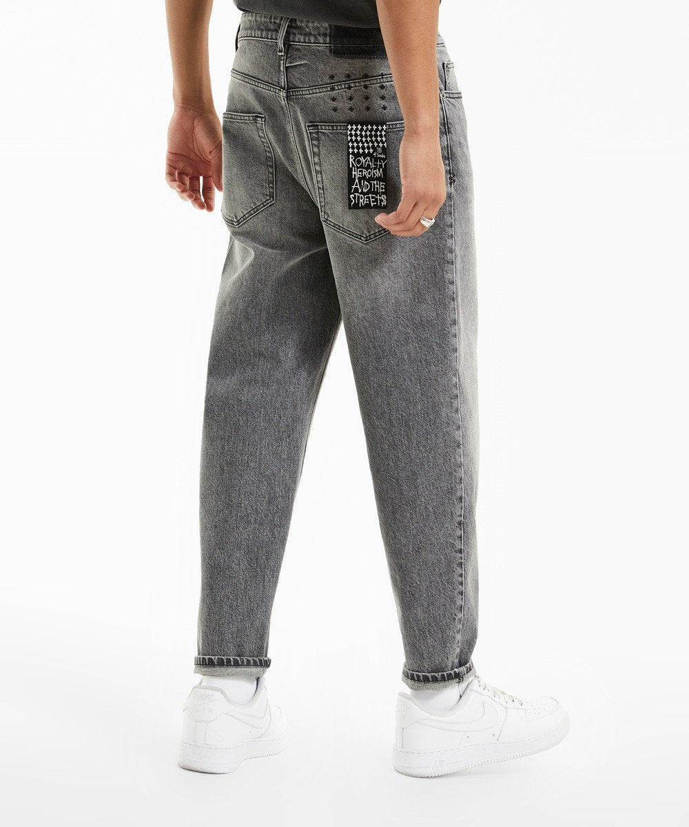Mens Bullet Sessions Relaxed Denim Jeans - Grey