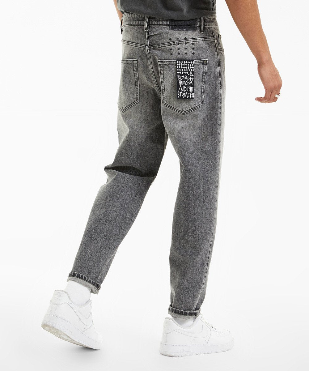 Mens Bullet Sessions Relaxed Denim Jeans - Grey