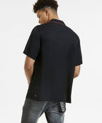 Mens Downtown Ss Shirt Black Red Regular Shirts - Black