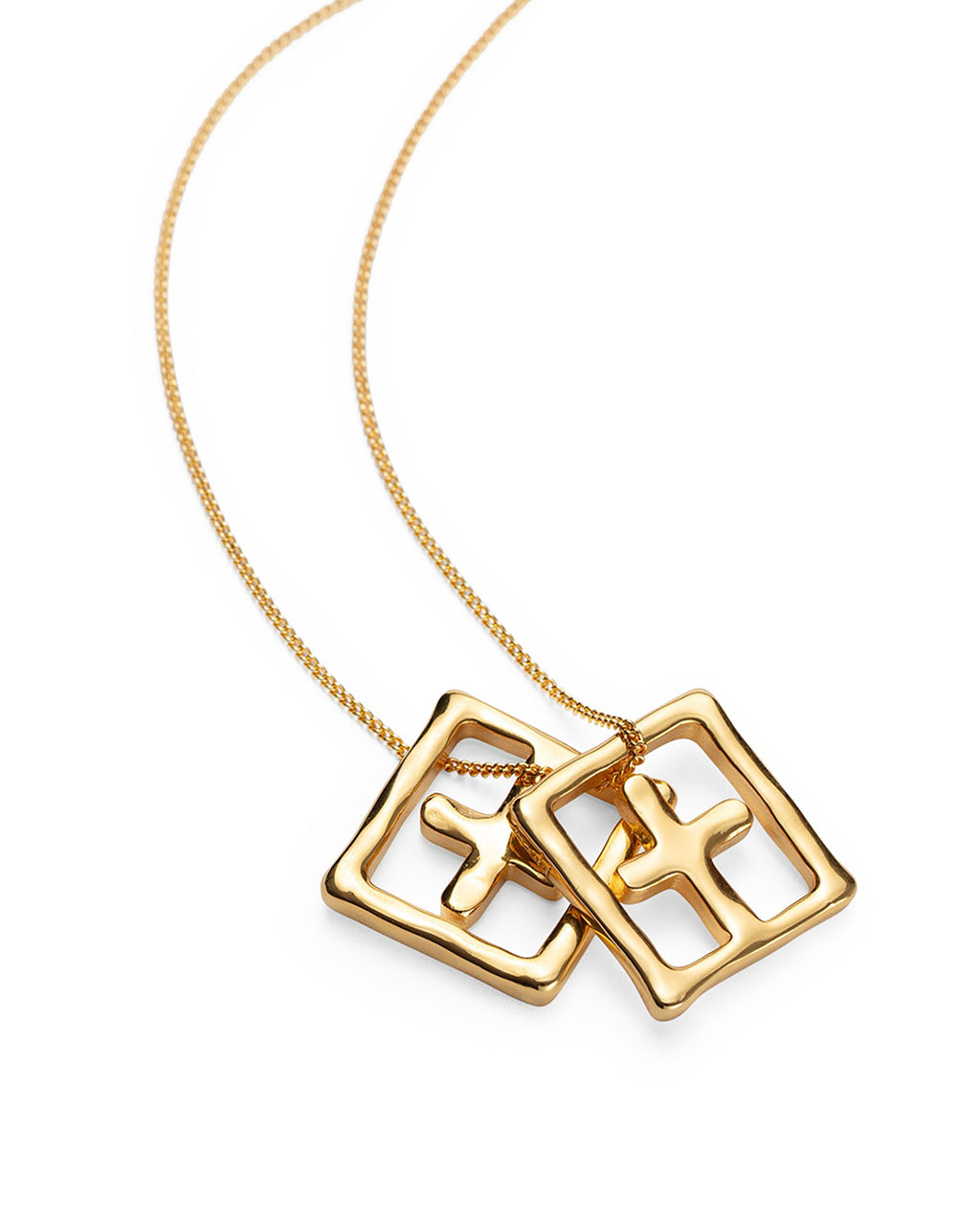 18k Dripps Box Cross Necklace Jewellery - Gold