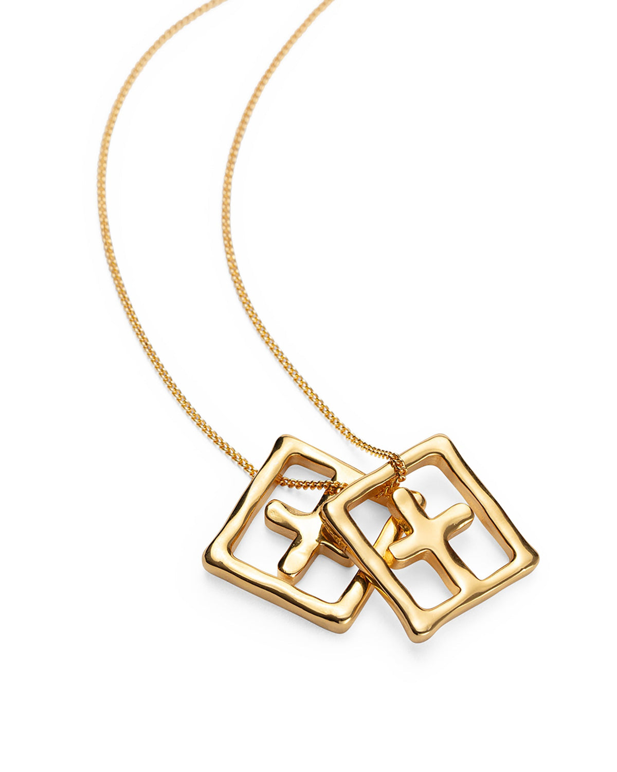 18k Dripps Box Cross Necklace Jewellery - Gold