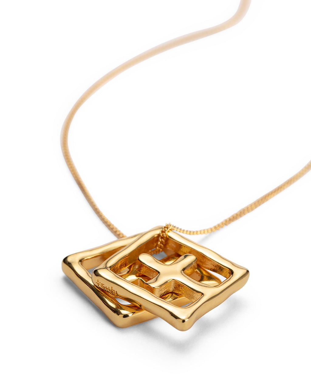 18k Dripps Box Cross Necklace Jewellery - Gold