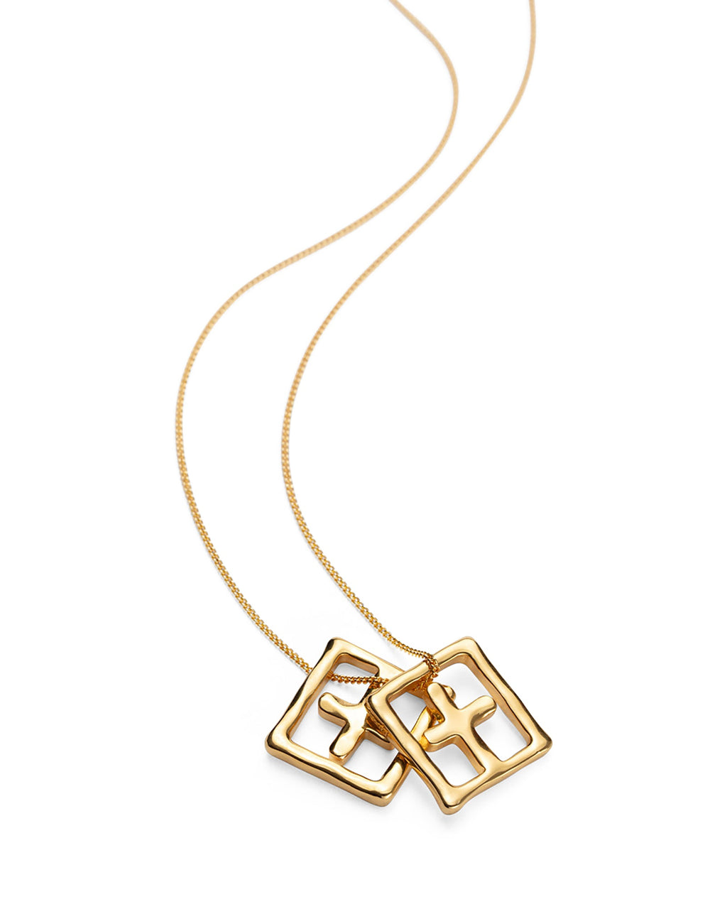 18k Dripps Box Cross Necklace Jewellery - Gold