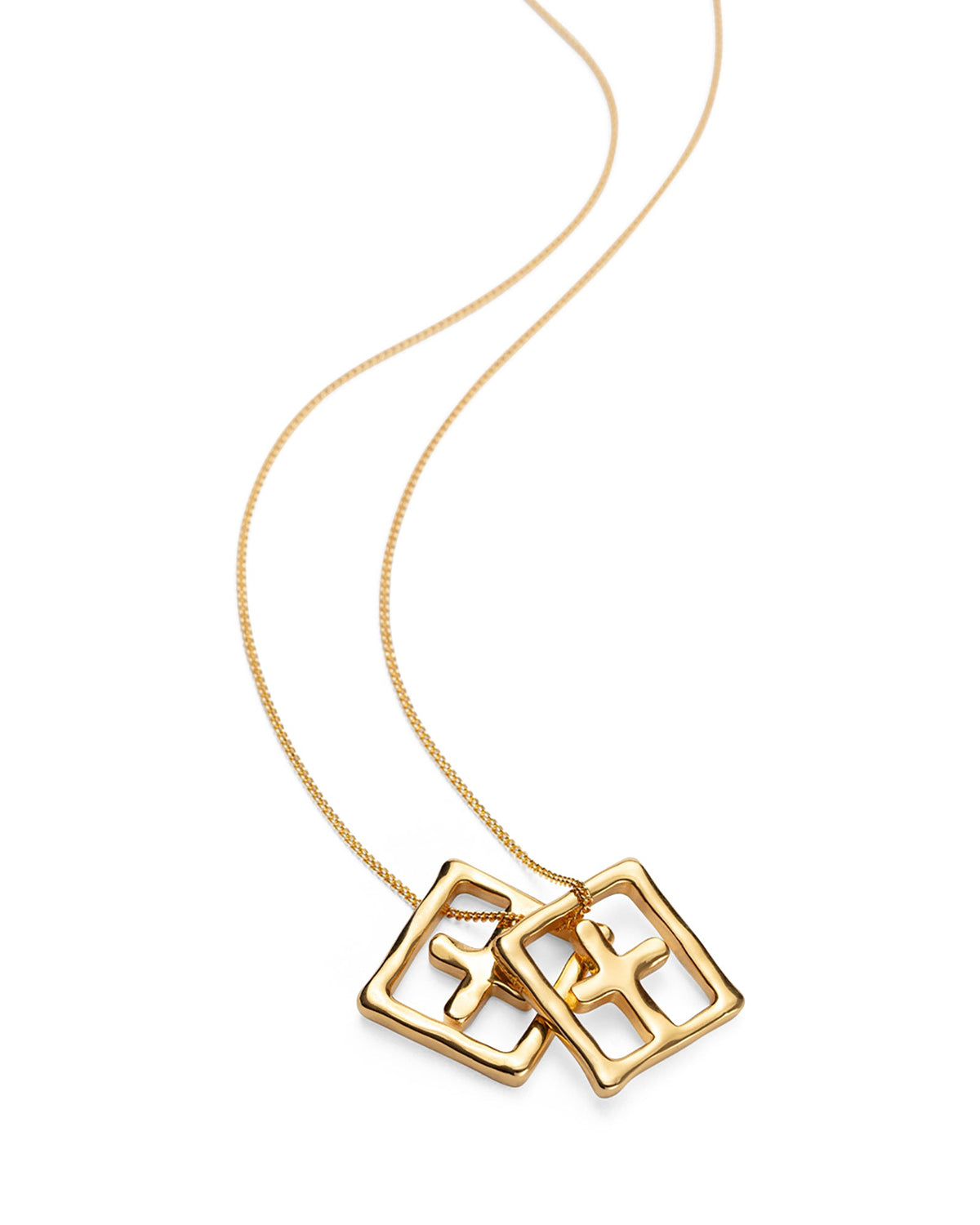 18k Dripps Box Cross Necklace Jewellery - Gold
