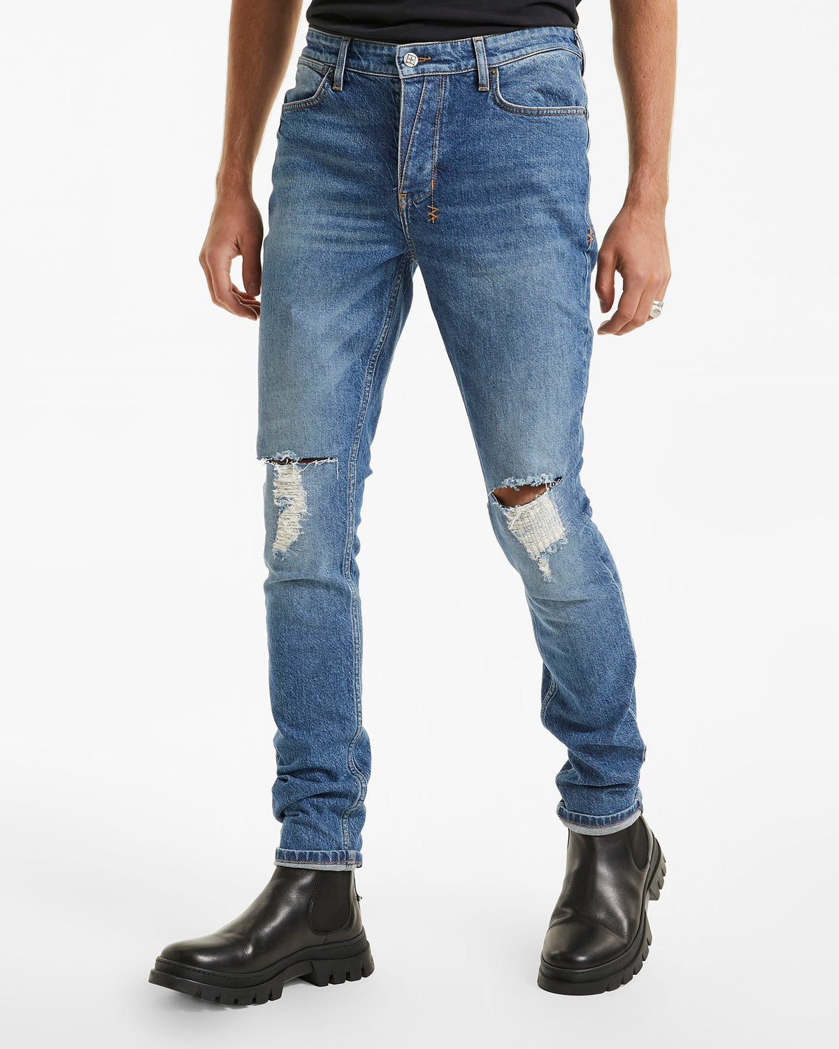 Mens Van Winkle Blazed Trashed Skinny Denim Jeans - Denim