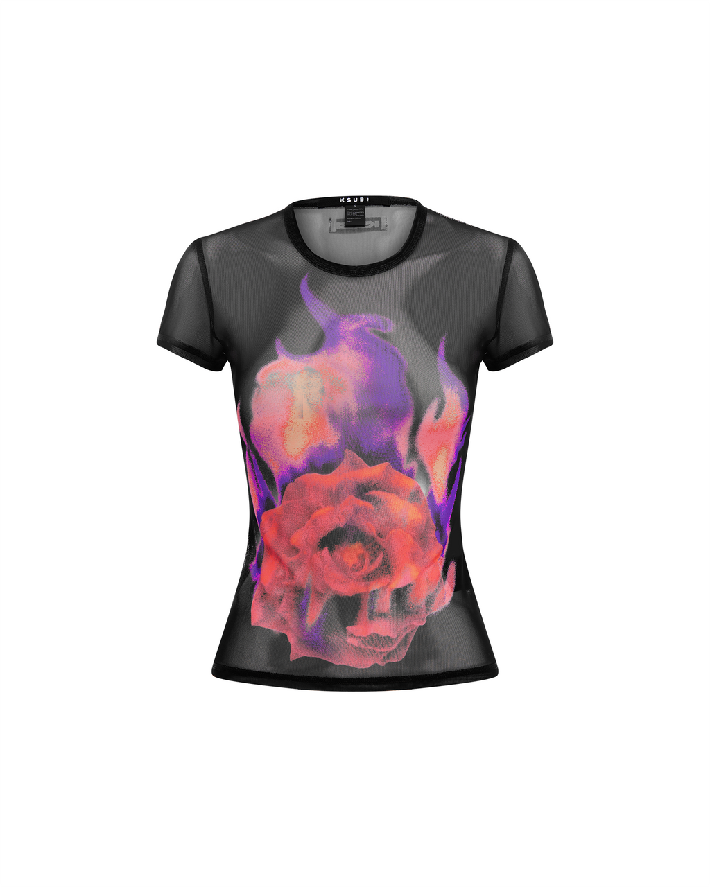 WOMENS ABLAZE MESH SS TEE BLACK FASHION TOPS