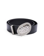 Heavy Metal Embelleshed Belt Black Silver Fitted Accessories - Black