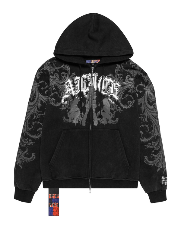 Mens Ksubi X Alice Hollywood Graphic Zip Hoodie Black Jackets