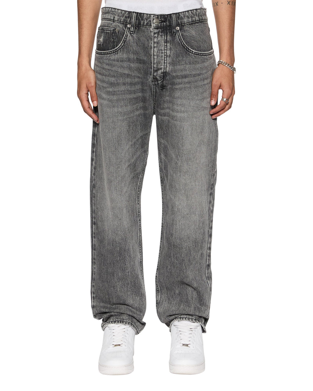 MENS ANTI K WORN GREY DENIM JEANS