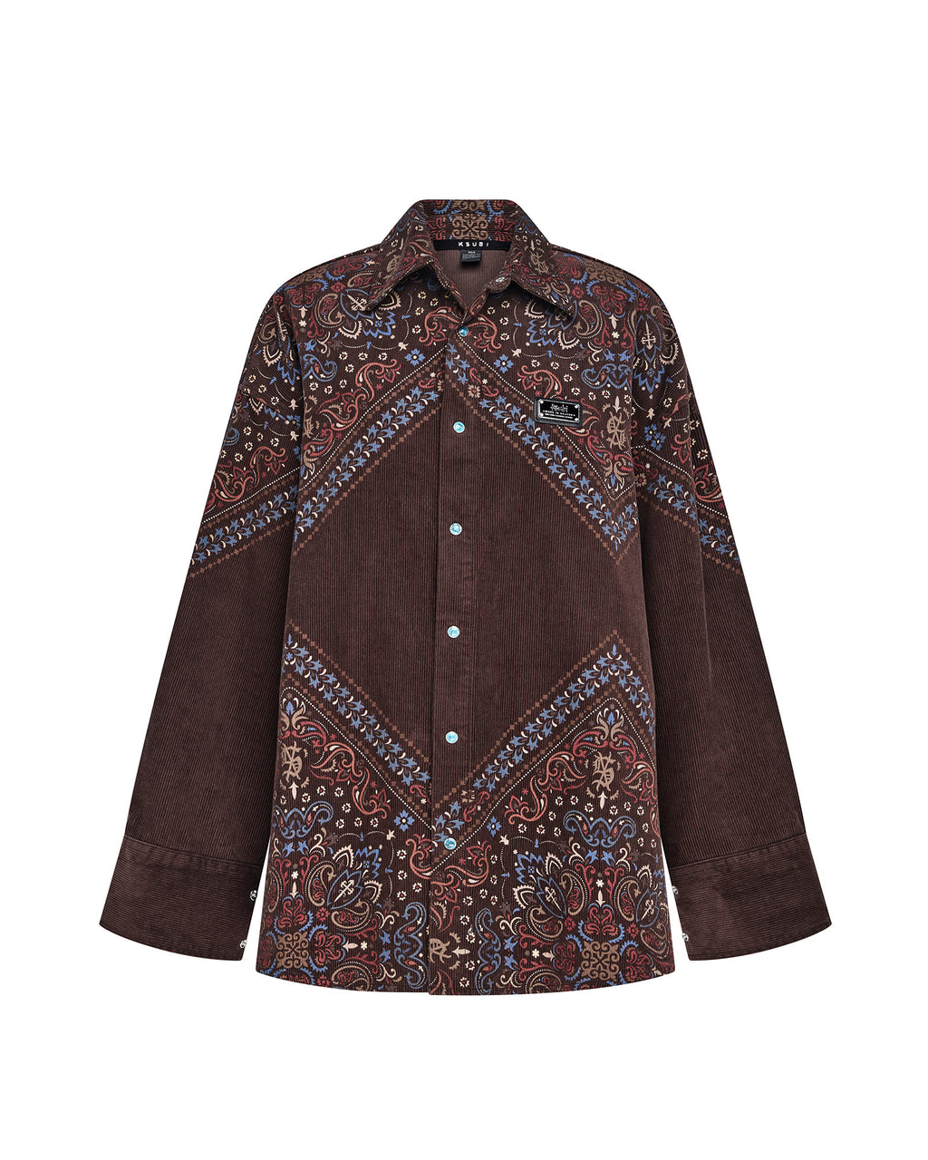 Womens Astra Shirt Folk Bandana Oversized Shirts - Brown