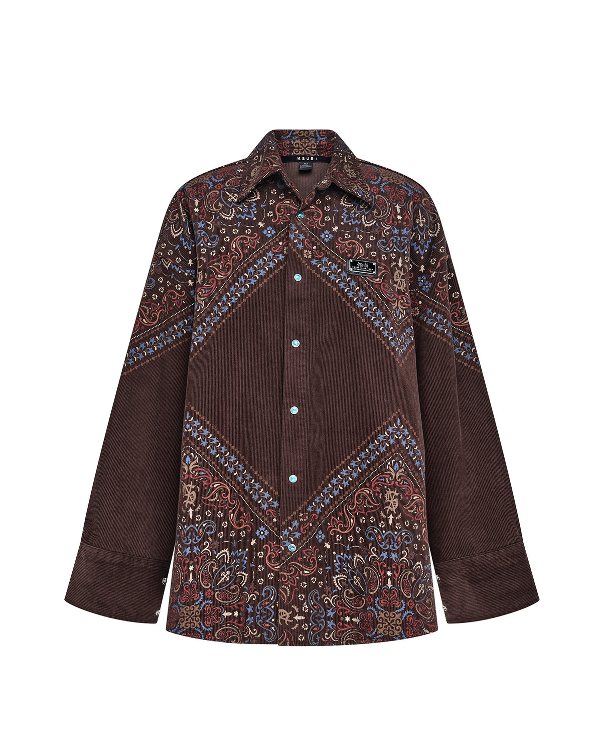 Womens Astra Shirt Folk Bandana Oversized Shirts - Brown