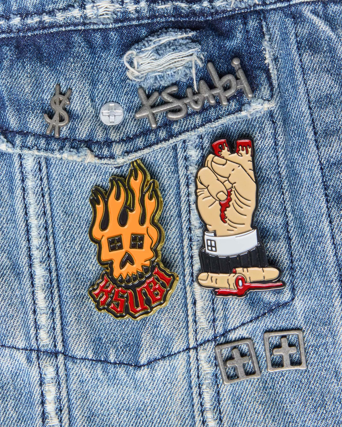 Flaming Skull Pin Gifting - Multi Colour